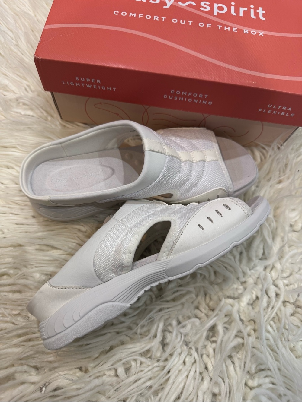 Easy Spirit White Slip-On Comfort Mules